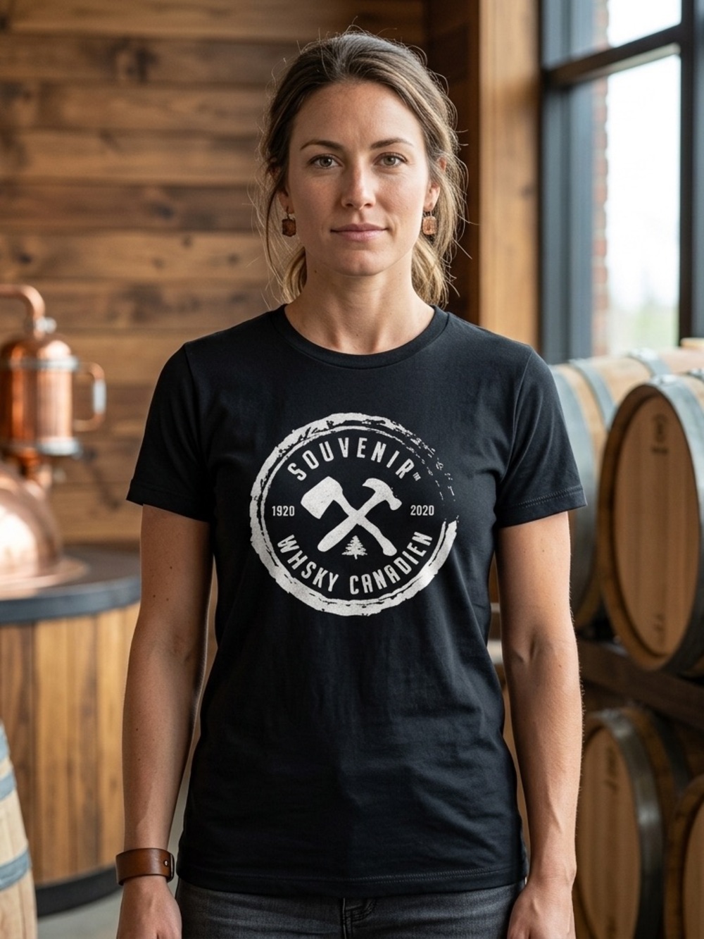 Women’s Fitted T Shirt Black Canadien Whiskey Size Small Graphic Print